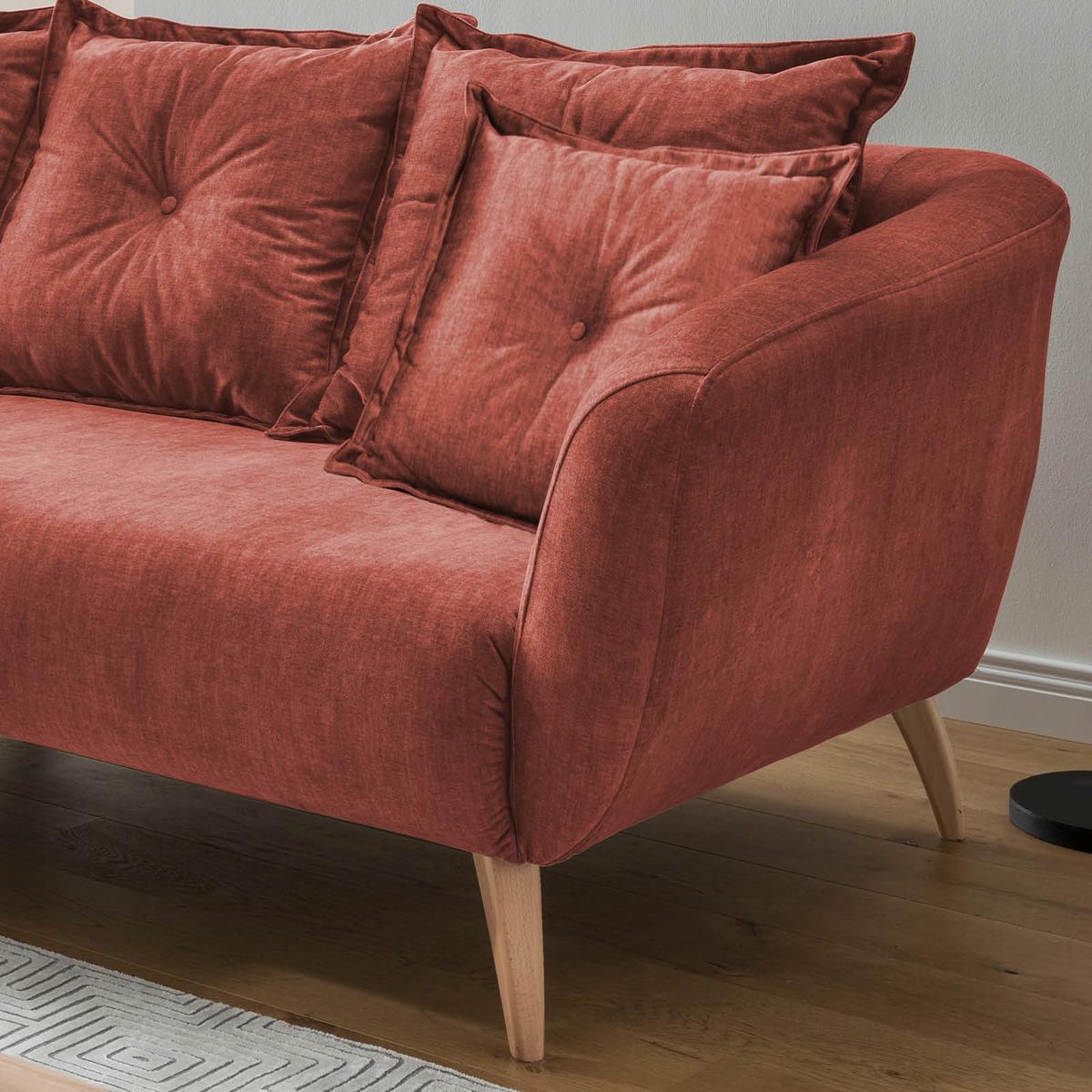 Ecksofa Baggio Koralle S: 162/277 cm - Koralle/Buchefarben, MODERN, Holz/Textil (162/277cm) - Livetastic