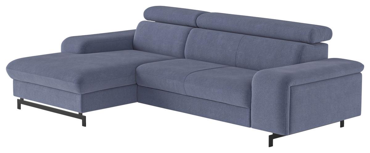 Ecksofa Mit Bettkasten Emma Blau 165x267 Cm - Blau/Schwarz, Textil (165/267cm) - MID.YOU