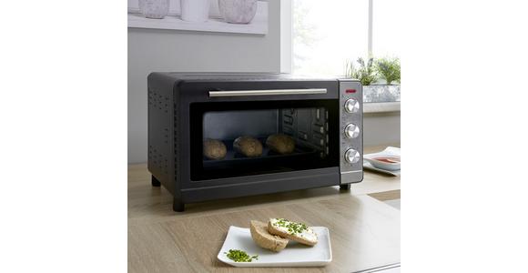 Mini-Backofen Toni Schwarz 1500 W + Backblech, Grillrost - Edelstahlfarben/Schwarz, Basics, Glas/Kunststoff (50,1/34,5/32,6cm) - Bono