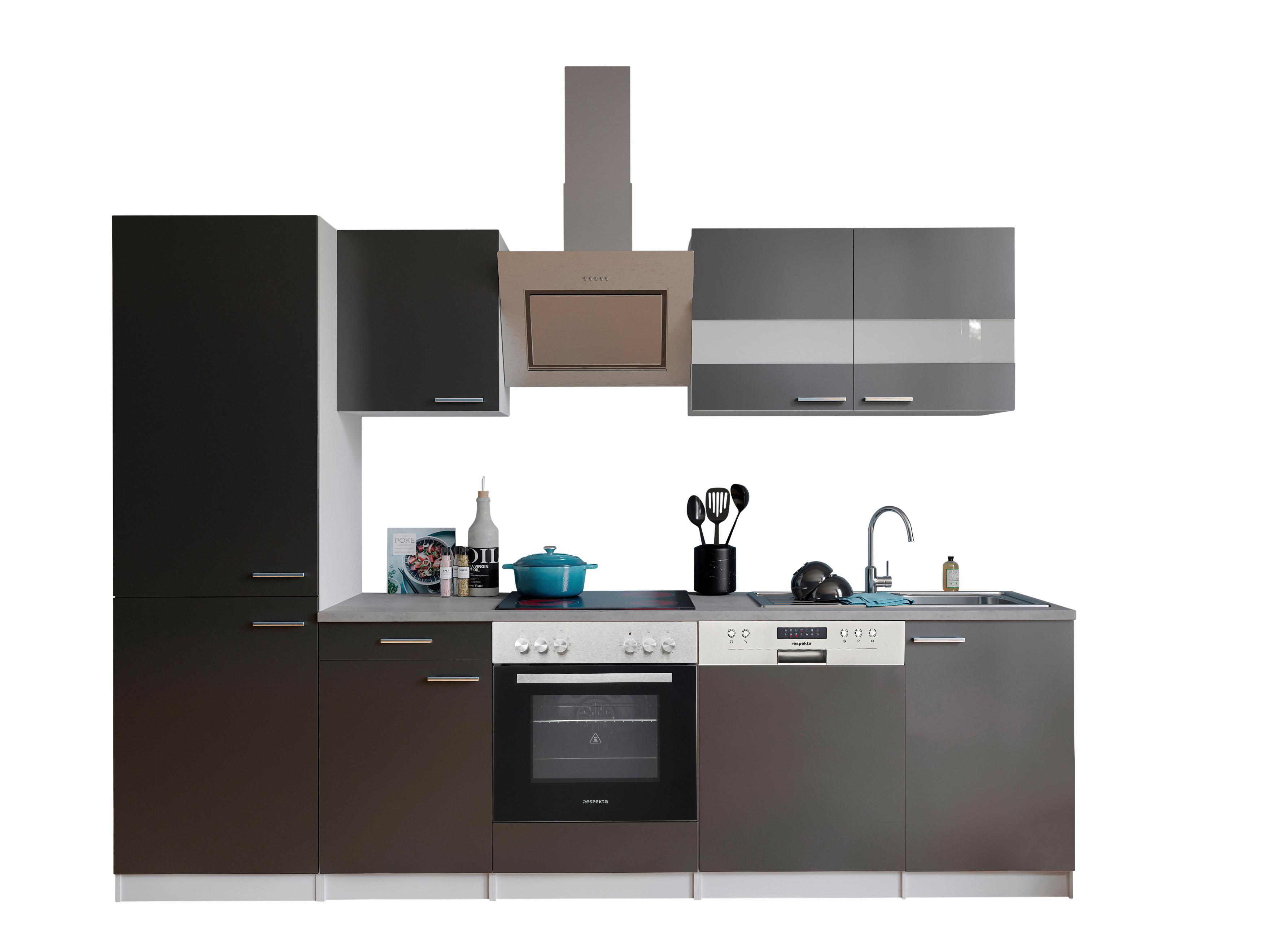 Küchenblock Malia Küchenblock 280 cm - Graphitfarben/Weiß, Basics, Holzwerkstoff (280cm) - Respekta