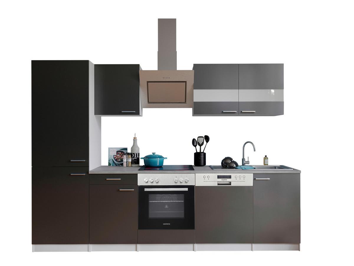 Küchenblock Malia Küchenblock 280 cm - Graphitfarben/Weiß, Basics, Holzwerkstoff (280cm) - Respekta