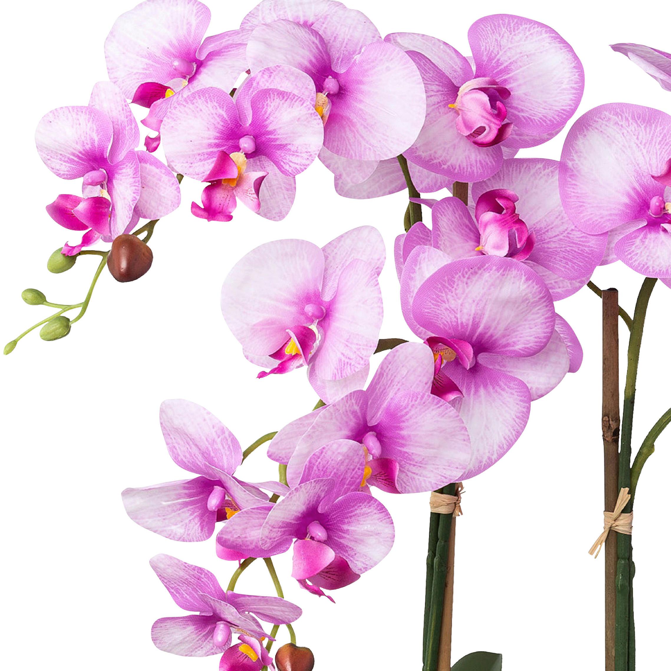 Kunstpflanze Orchideen Lila, Topf: Weiß, H: 53 cm - Lila/Weiß, Design, Keramik/Kunststoff (53cm) - P & B