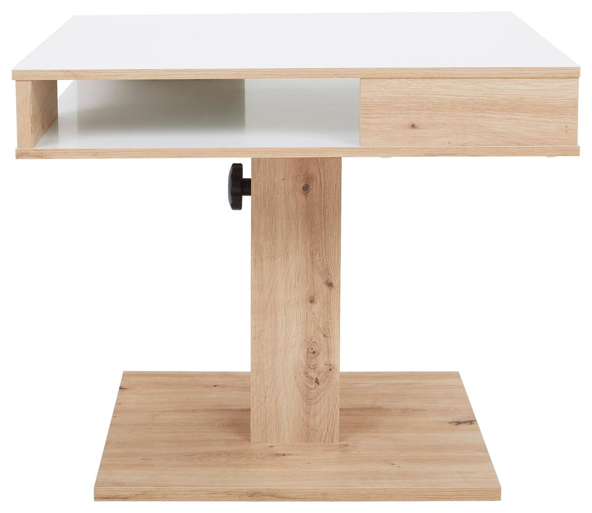 Couchtisch höhenverstellbar Belcanto Weiß/Wildeiche Dekor - Wildeiche/Weiß, Basics, Holzwerkstoff (65/52-77/65cm) - P & B