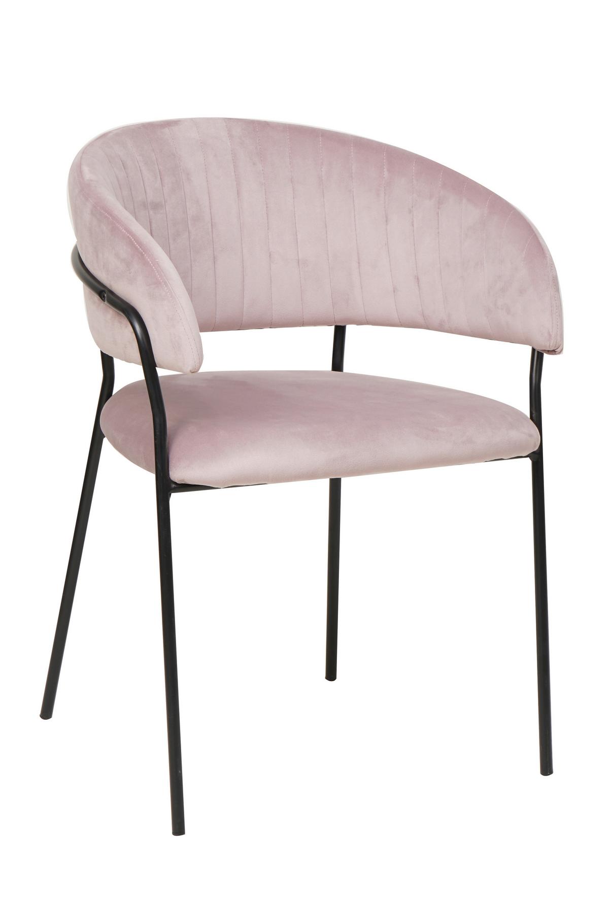 Armlehnstuhl Rosa B: 55 Cm - Schwarz/Rosa, MODERN, Textil/Metall (55/80/50cm) - Livetastic