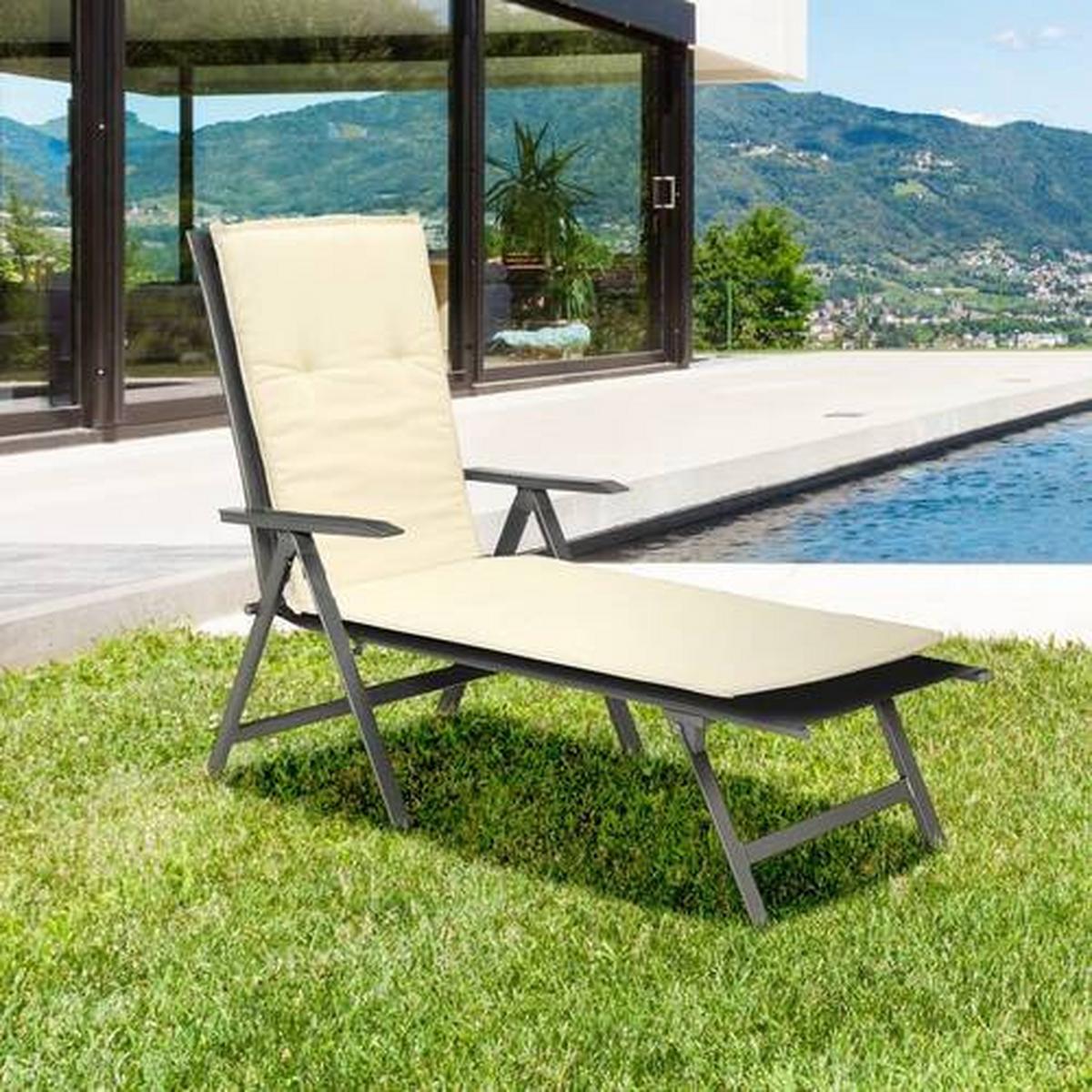 Auflage für Gartenliege Takume 191x58x8 cm Beige - Beige, Basics, Textil (191/58/8cm) - Gardenson