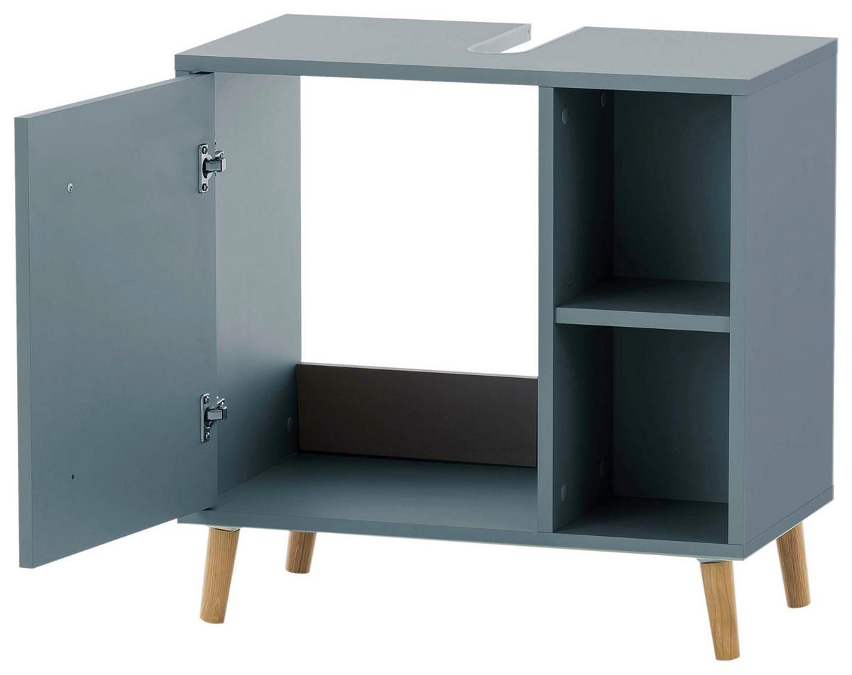 Waschbeckenunterschrank Bjarne B: 60,2 cm Blau/Eiche - Blau/Petrol, MODERN, Holzwerkstoff (60,2/59,3/33,1cm) - MID.YOU