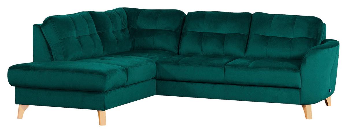 Ecksofa Nordic, Petrol S: 190x236 cm - Buchefarben/Petrol, Design, Textil (190/236cm) - Livetastic