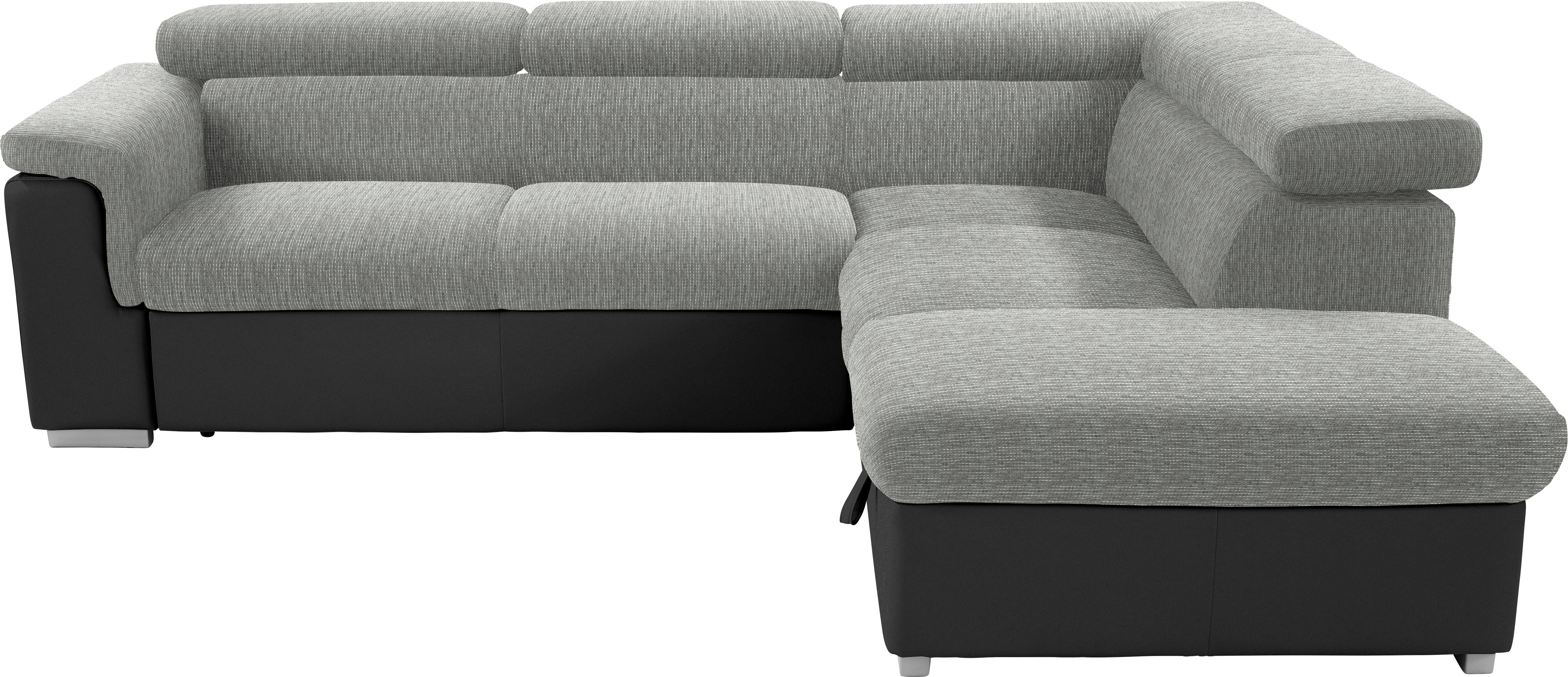 WOHNLANDSCHAFT Milla - Silberfarben/Schwarz, MODERN, Holz/Textil (252/217cm)