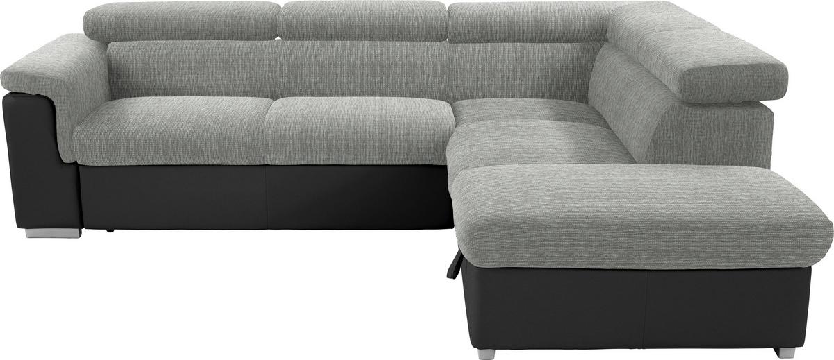 WOHNLANDSCHAFT Milla - Silberfarben/Schwarz, MODERN, Holz/Textil (252/217cm)