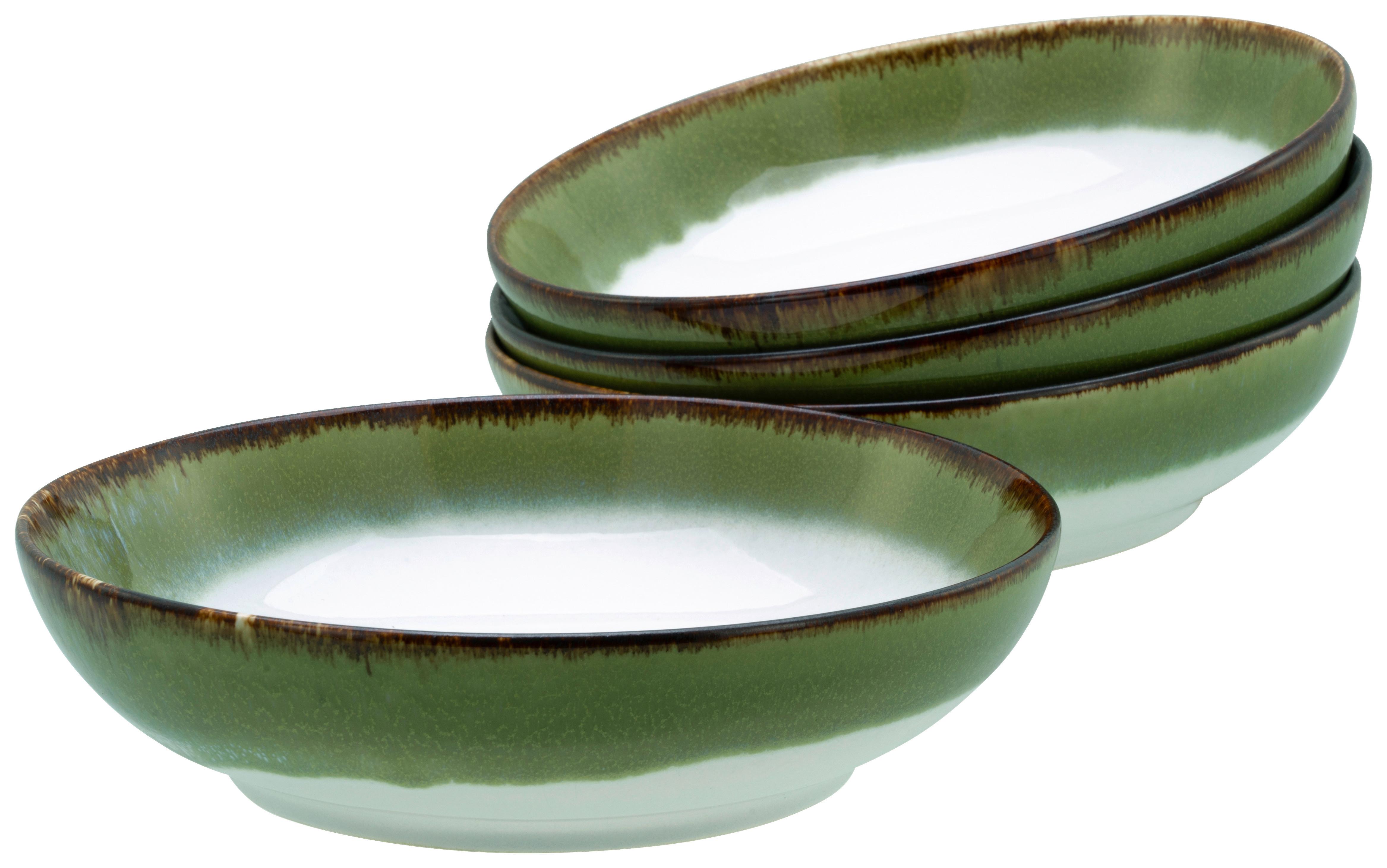 Schüsselset 4 -teilig. Cascade Steinzeug, Weiß/grün - Weiß/Grün, Design, Keramik - Creatable