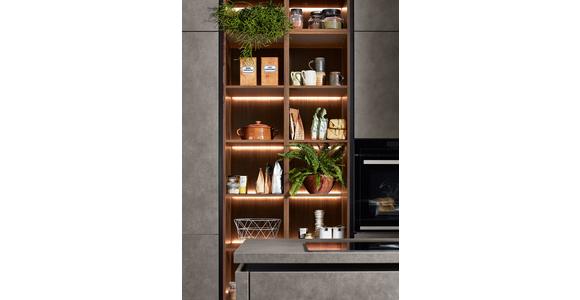 Einbauküche Riga Frei Planbar Modern, Grifflos - Eichefarben/Anthrazit, MODERN, Holzwerkstoff - Vertico
