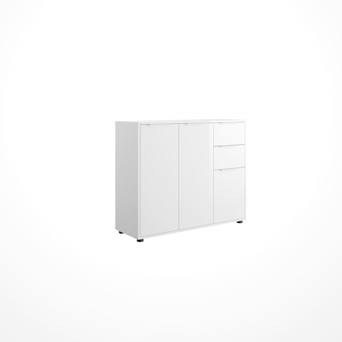 Komód Espresso 106,2/87,6 Cm - magasfényű fehér, faalapú anyag (106,2/87,6/35,3cm)