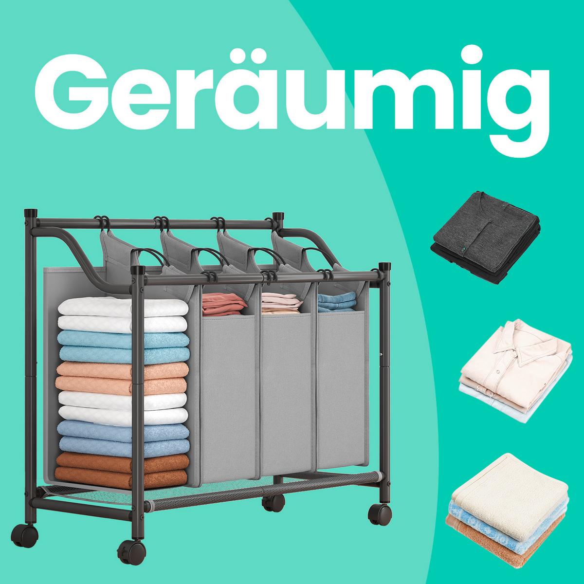 Wäschesammler Grau B: 87,5 cm - Eschefarben/Grau, Basics, Textil/Metall (87,5/81/38,5cm)