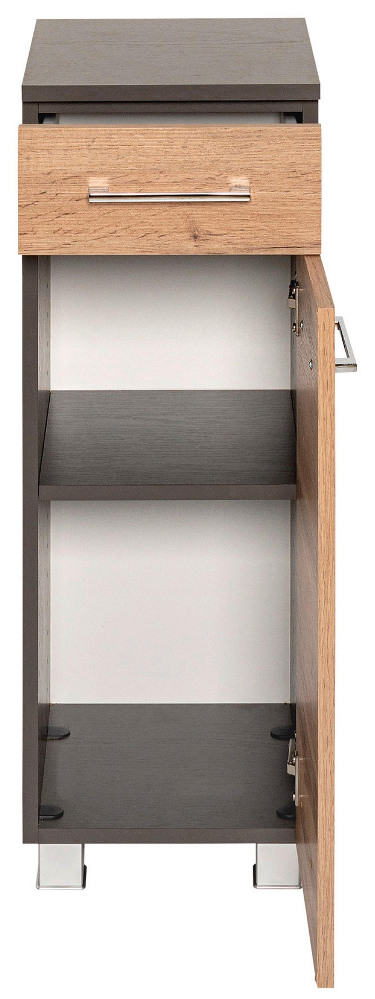 Unterschrank Paris Eiche Wotan/weiß B: 30 Cm - Silberfarben/Eiche Wotan, MODERN, Holzwerkstoff (30/79/35cm) - Held