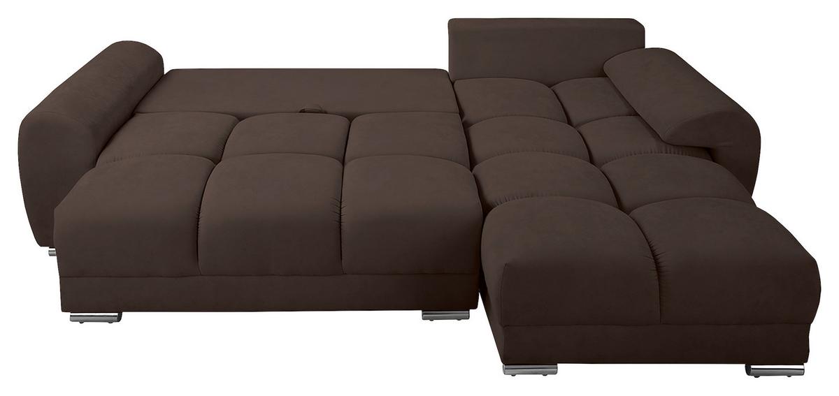 Ecksofa Azzuro Braun S: 256x175 Cm - Silberfarben/Braun, Design, Textil (256/175cm) - Livetastic