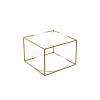 Beistelltisch In Würfelform Cody, Gold/Weiß - Goldfarben/Weiß, Basics, Glas/Metall (50/50/36cm) - Kayoom