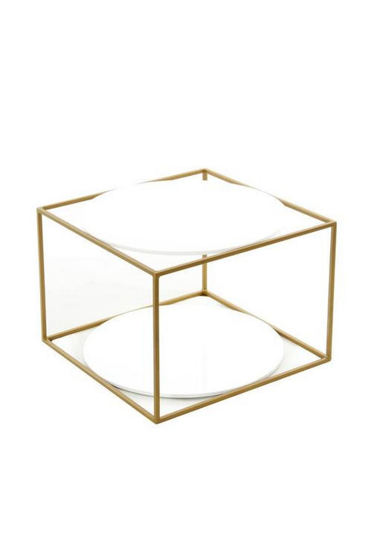 Beistelltisch In Würfelform Cody, Gold/Weiß - Goldfarben/Weiß, Basics, Glas/Metall (50/50/36cm) - Kayoom