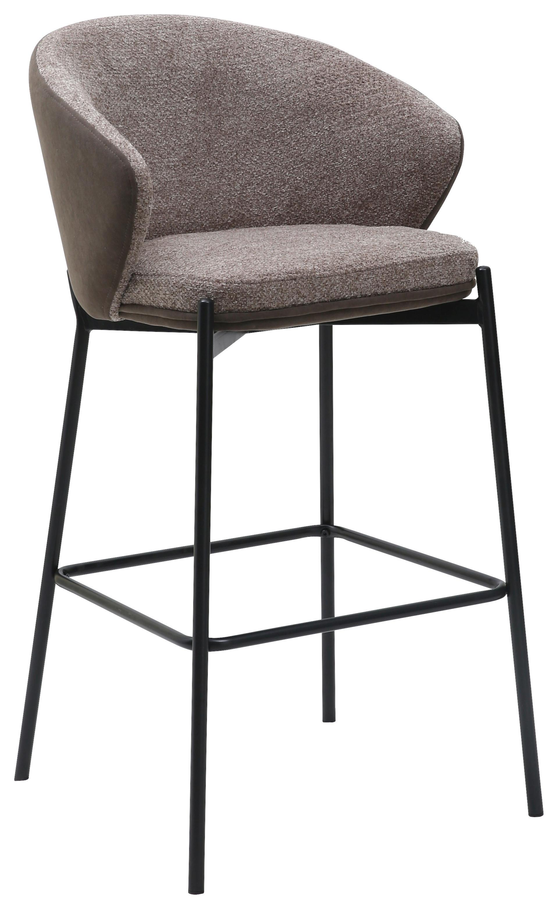 Barhocker Corey Textil Braun B: 53,5 cm - Schwarz/Braun, MODERN, Textil/Metall (53,5/101/54cm) - MID.YOU