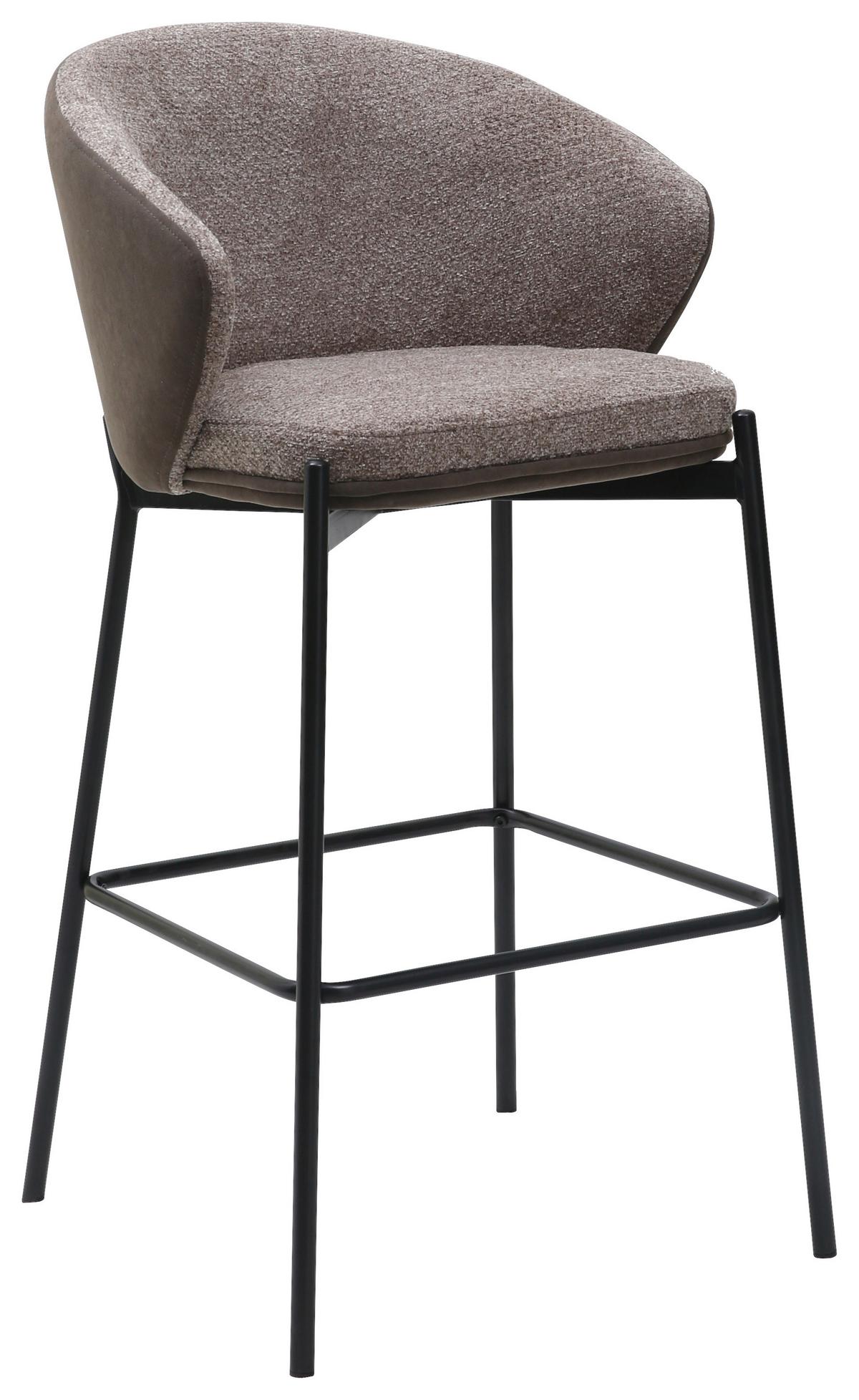 Barhocker Corey Textil Braun B: 53,5 Cm - Schwarz/Braun, MODERN, Textil/Metall (53,5/101/54cm) - MID.YOU