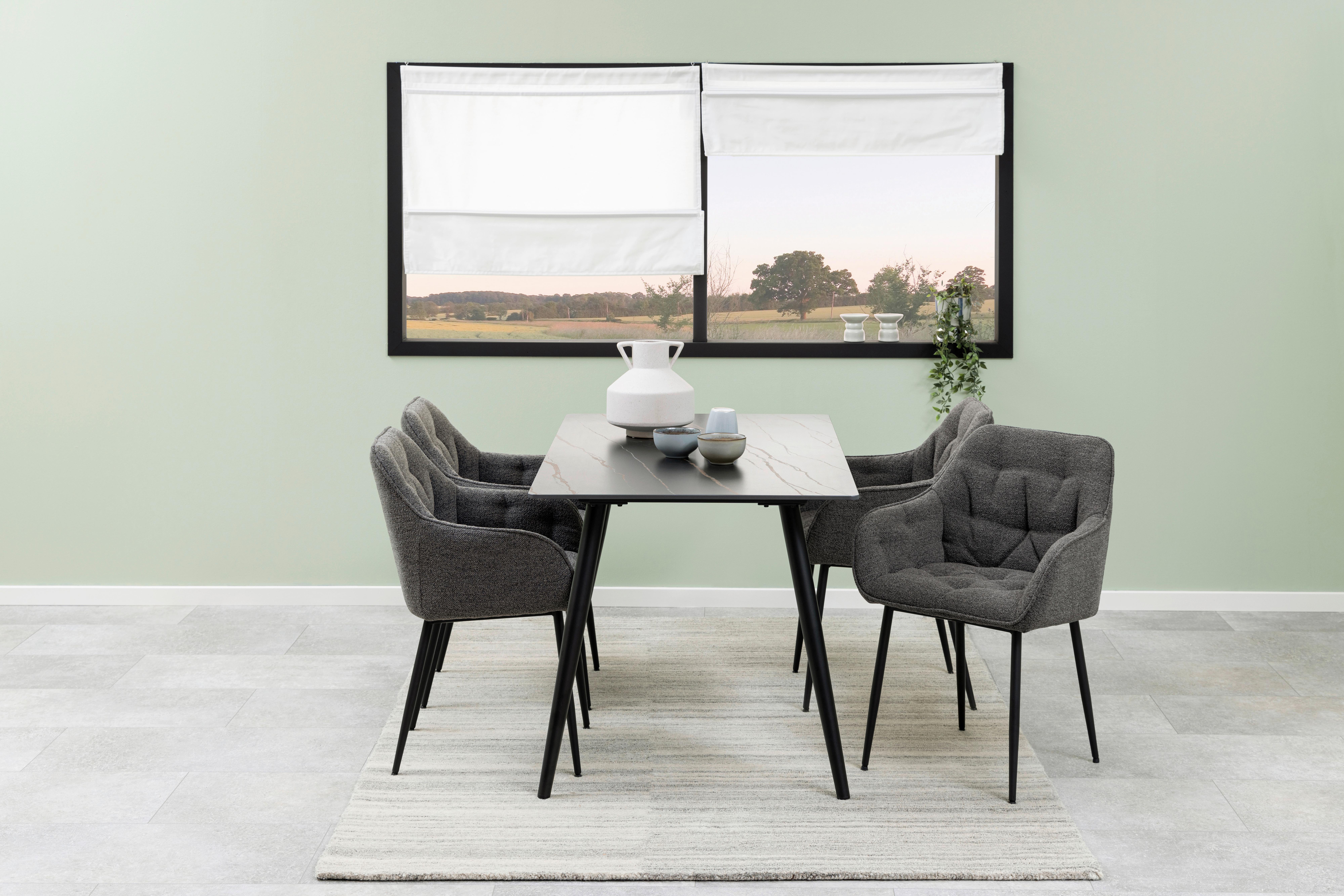 Esstisch Wicklow - Schwarz, MODERN, Keramik/Metall (140/80/75cm) - MID.YOU