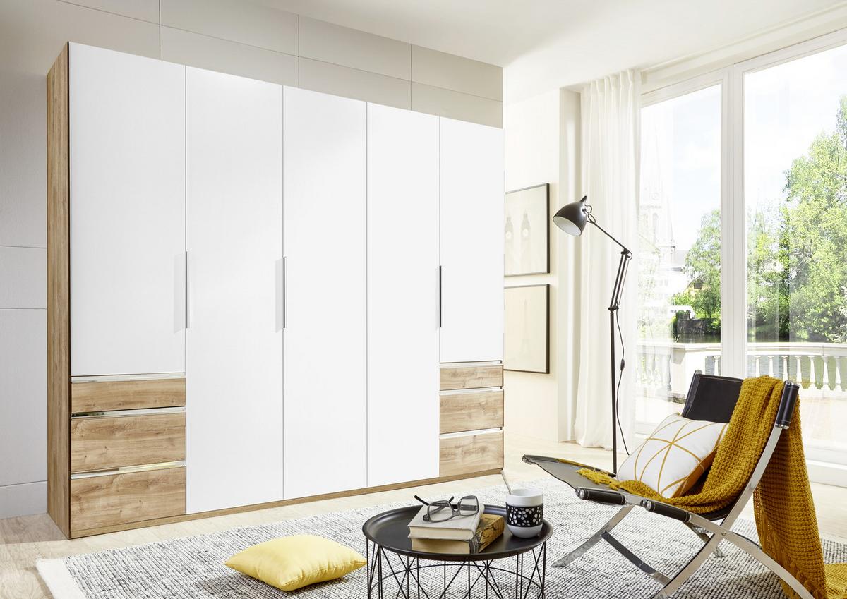 Drehtürenschrank Mit Laden 250cm Level 36a, Weiß/eiche - Eichefarben/Weiß, MODERN, Holzwerkstoff (250/216/58cm) - MID.YOU
