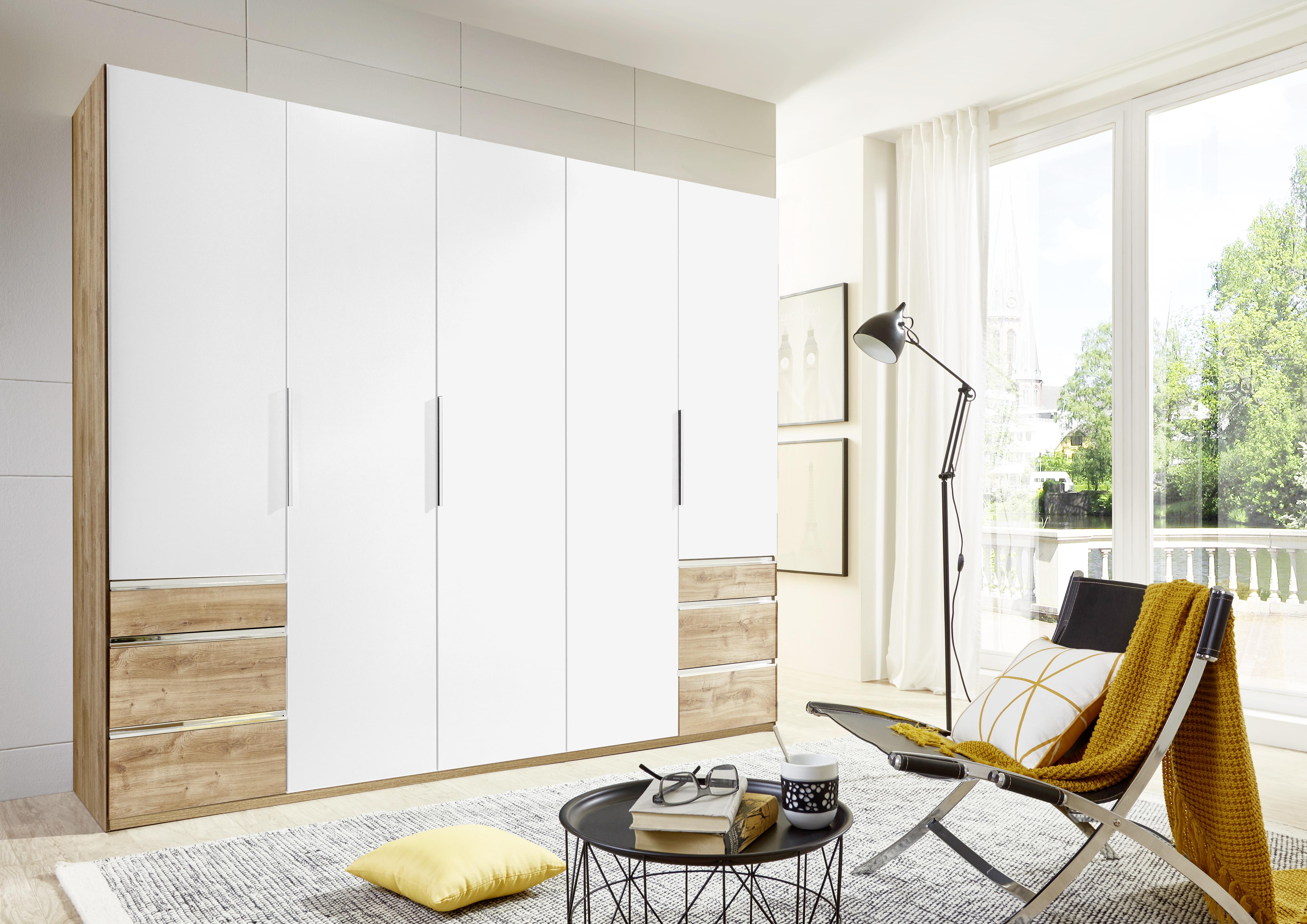 Drehtürenschrank Mit Laden 250cm Level 36a, Weiß/eiche