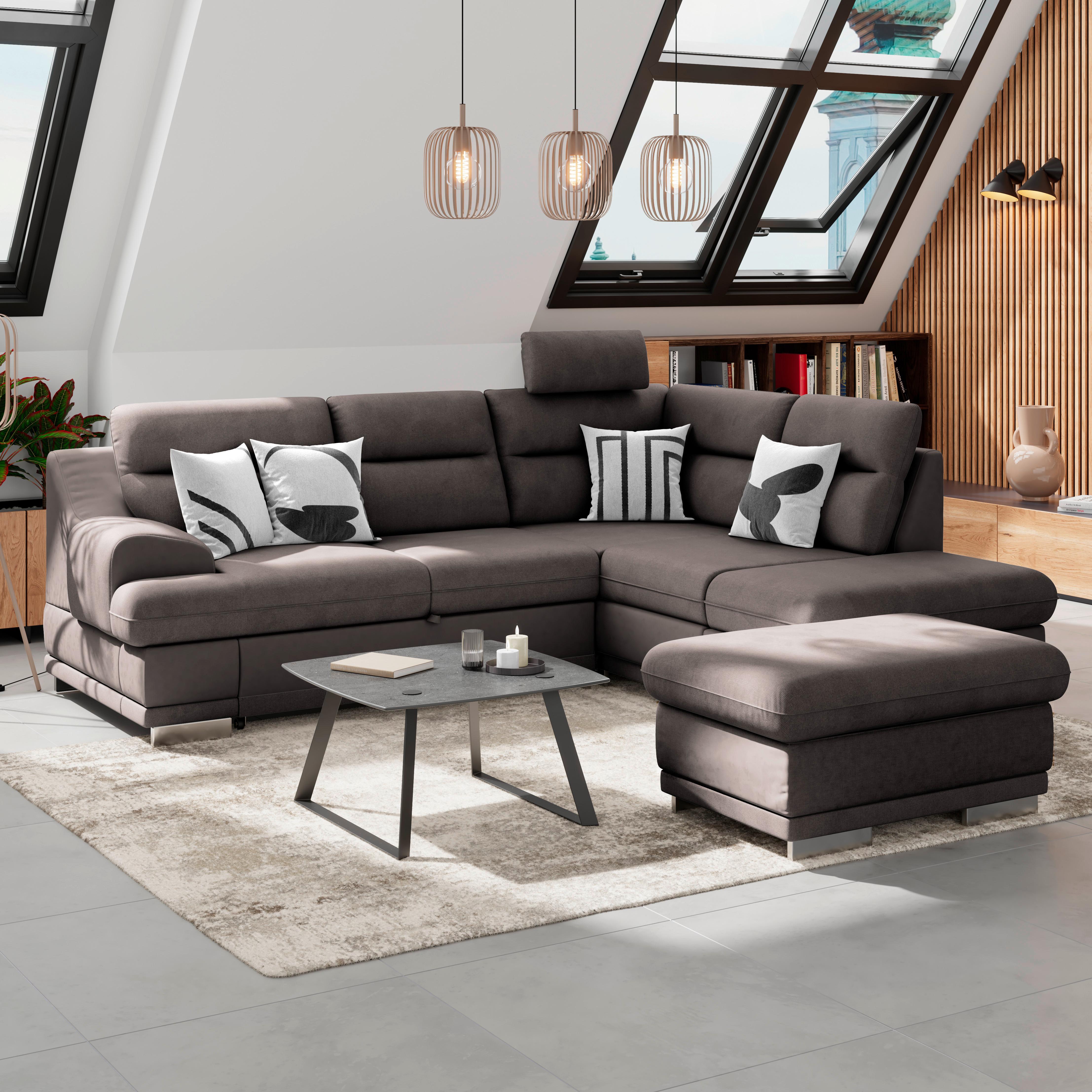 Ecksofa mit Schlaffunktion & Bettkasten Seaside Braun