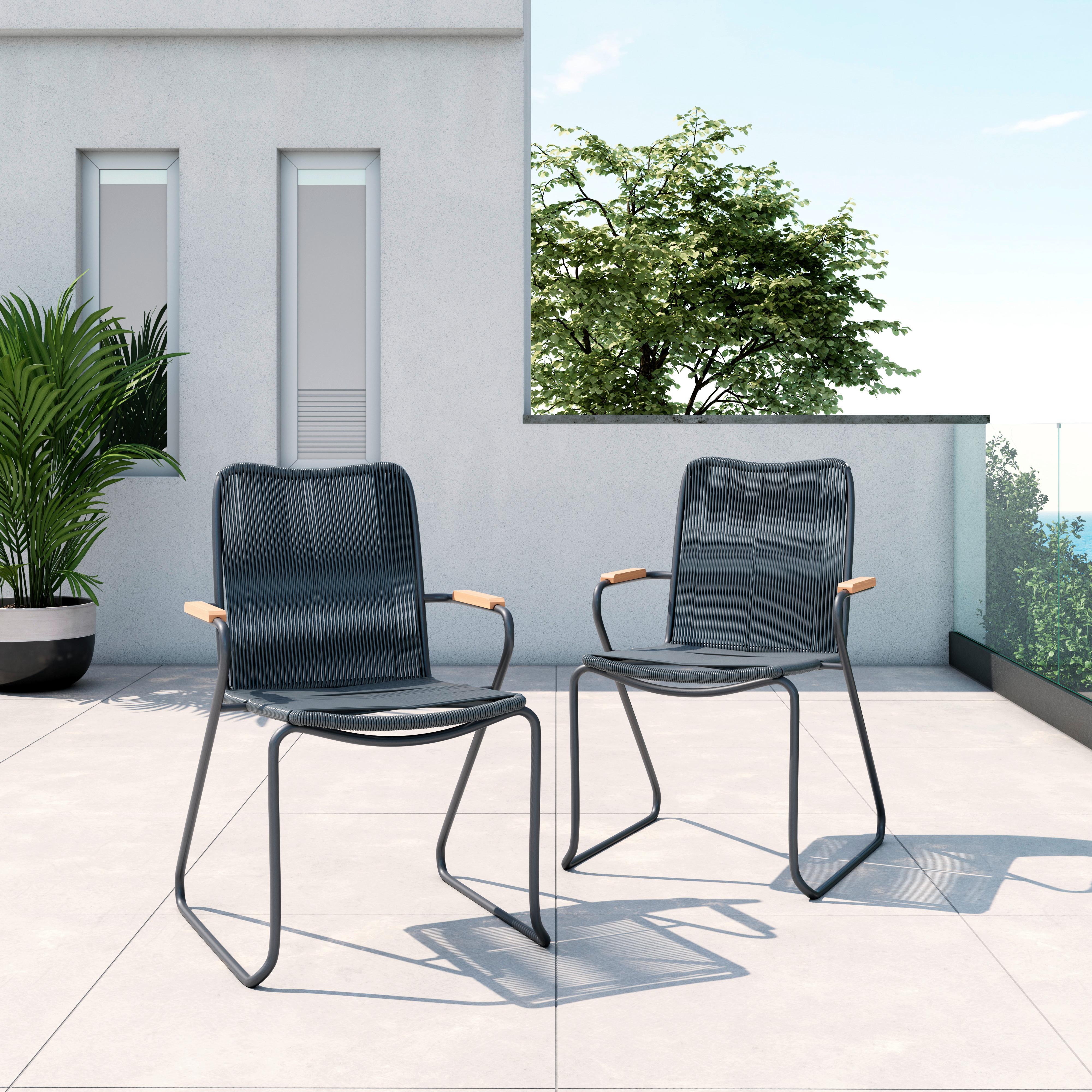 Sada záhradných stoličiek CLEO - sivá/farba tíku, Modern, kov/plast (58/87/58cm) - Bessagi Garden