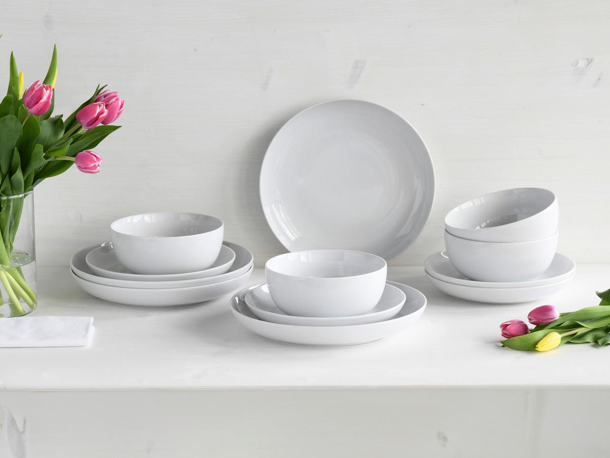 Speisetellerset Porzellan Weiß - Design - Creatable