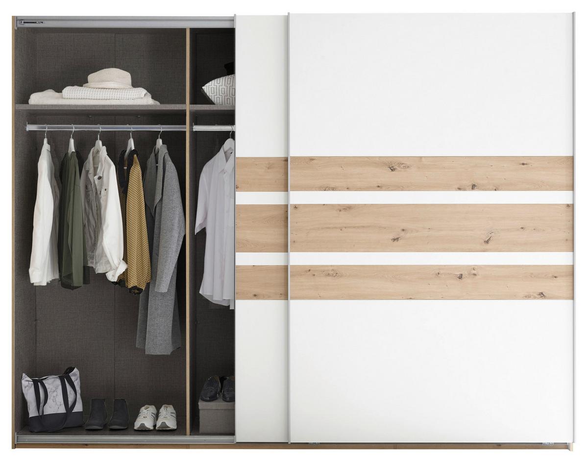 Schwebetürenschrank B: 270 cm Catania, Weiß/Eiche Artisan - Weiß/Eiche Artisan, MODERN, Holzwerkstoff (270/210/60cm) - Livetastic