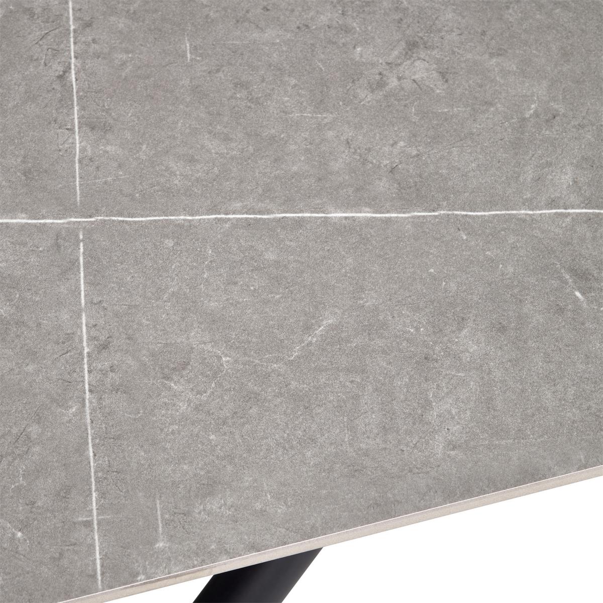 Esstisch Lior Keramik Grau, B: 180 cm - Schwarz/Grau, KONVENTIONELL, Keramik/Metall (180/90/76cm) - MID.YOU