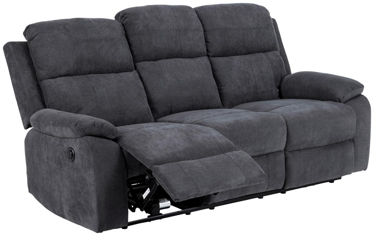 3-sitzer-sofa Mora Mit Relaxfunktion Dunkelgrau - Dunkelgrau/Schwarz, KONVENTIONELL, Textil (196,5/98/95cm) - MID.YOU