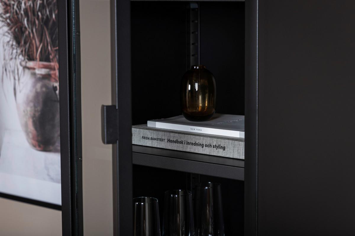 Vitrine Misha - Schwarz, Design, Metall (40.5/150/35cm) - Livetastic