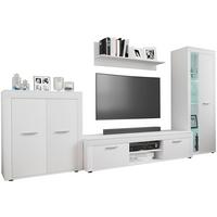 Wohnwand Usilo Weiß B: 300 cm - Schwarz/Weiß, Design, Glas/Holzwerkstoff (300/159/37cm) - MID.YOU