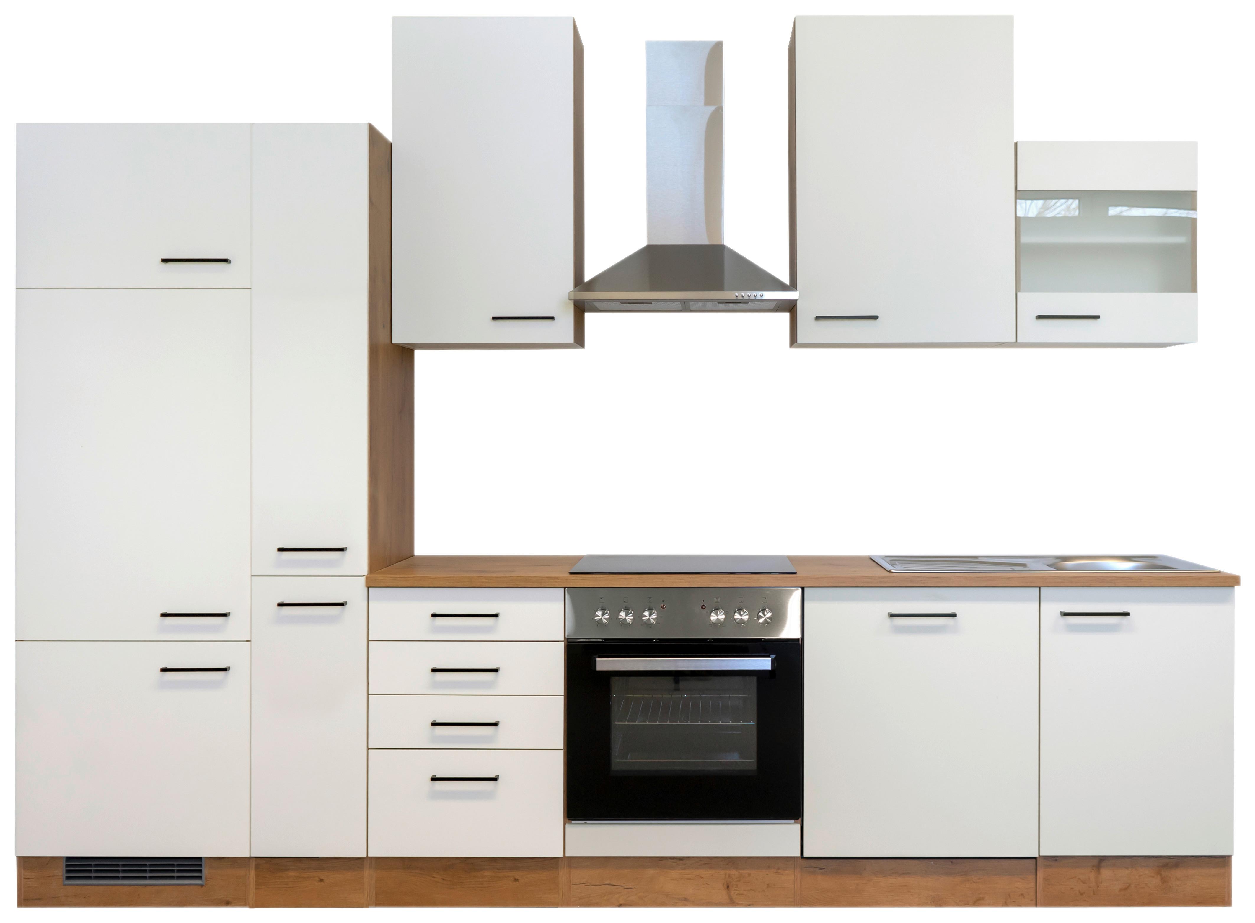 Küchenblock Avila Eichefarben/Magnolie B: 310 cm - Eichefarben/Magnolie, MODERN, Holzwerkstoff (310cm) - FlexWell