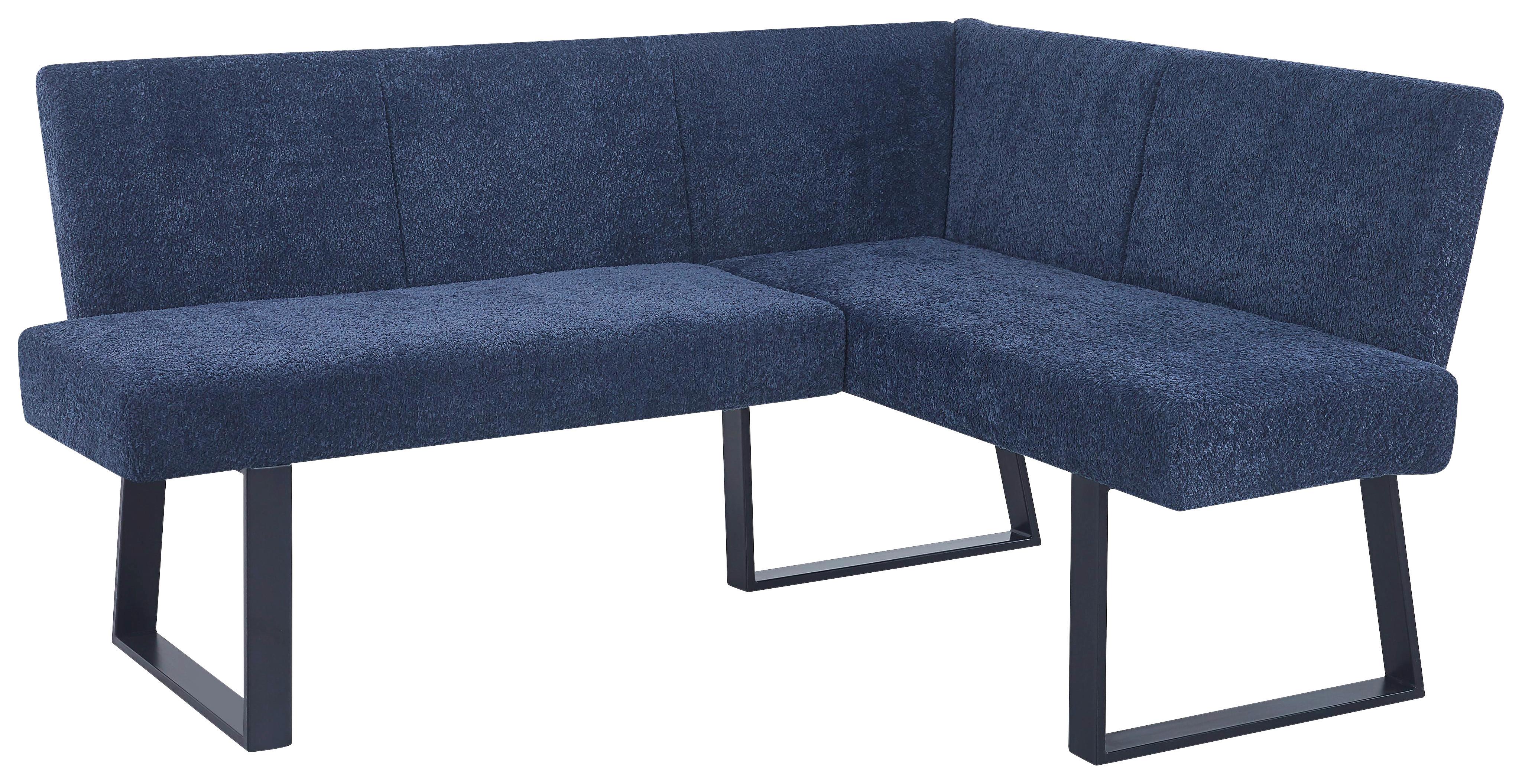 Eckbank Terri Dunkelblau, S: 160x130 cm - Schwarz/Dunkelblau, KONVENTIONELL, Textil/Metall (160/130cm) - MID.YOU