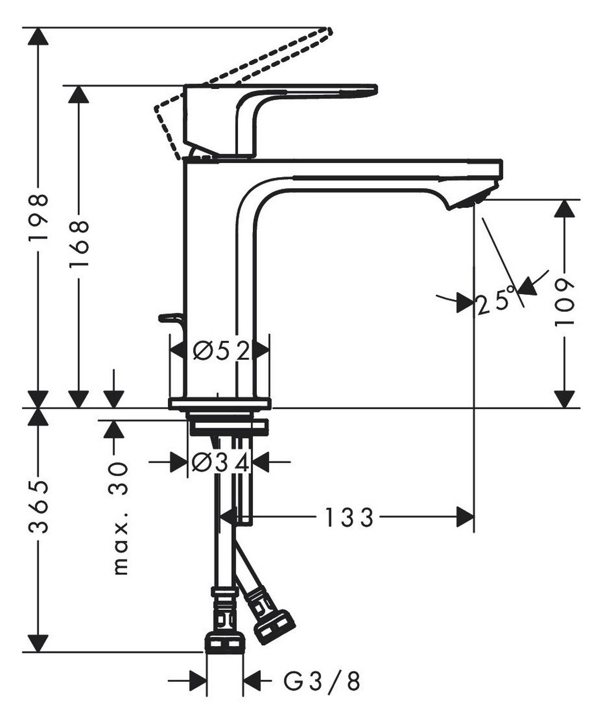 Waschtischarmatur Hg Rebris E Wtm Chrom H: 16,8 cm Flexibel - Chromfarben, Basics, Metall (5,2/16,8/15,9cm) - Hansgrohe