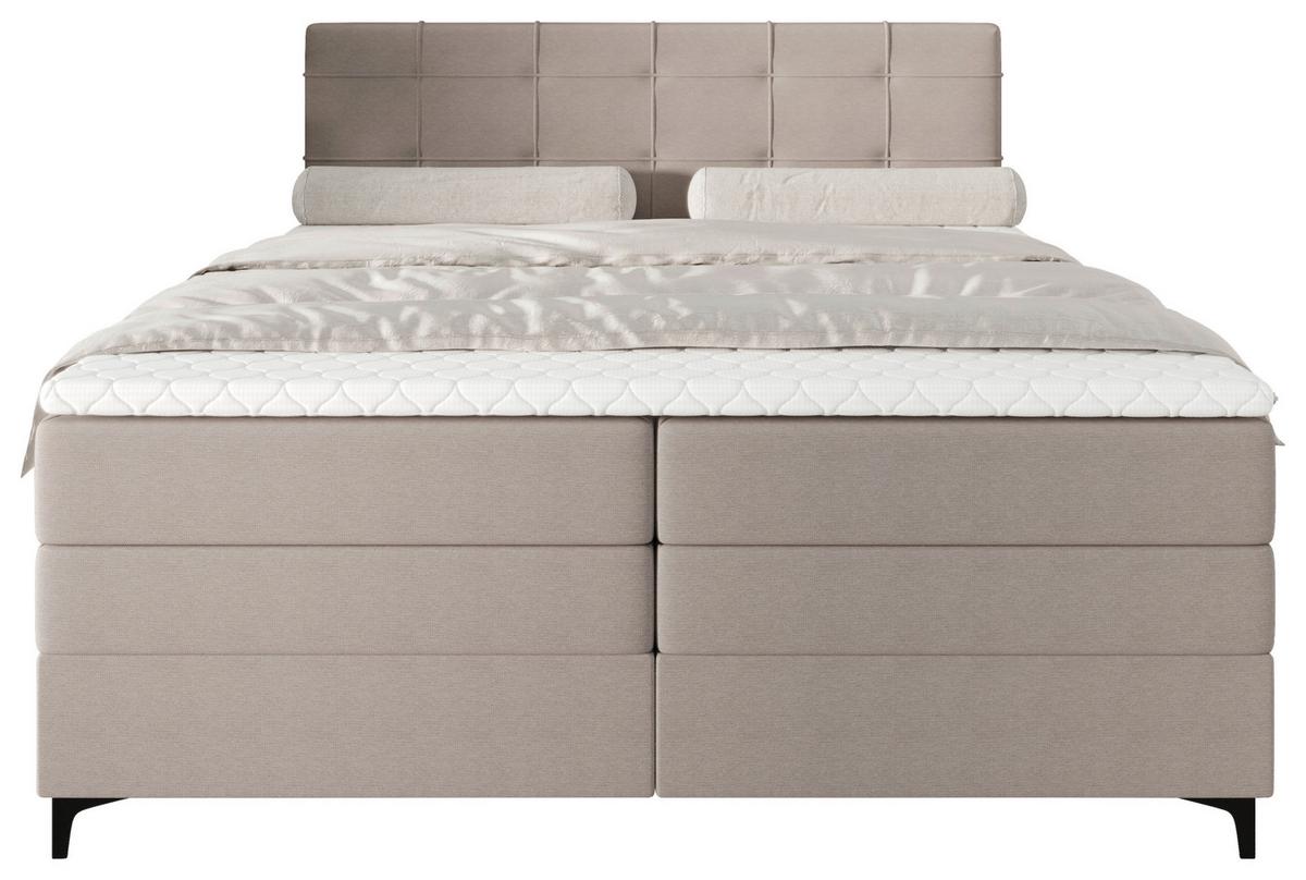 Boxspringbett Mitto mit Topper 160x200 cm - Lavagrau/Schwarz, KONVENTIONELL, Textil/Metall (160/200cm)