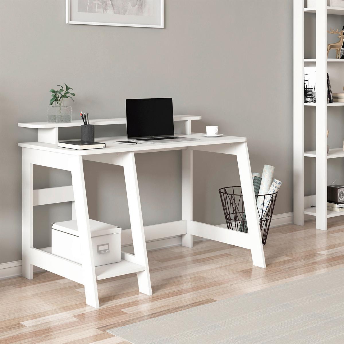 Schreibtisch Country Weiß L: 120 cm - Weiß, Design, Holzwerkstoff (120/60/73cm) - Livetastic