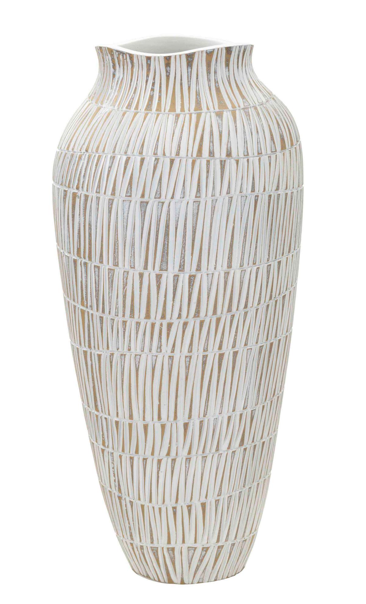 Vase Stiky Weiß, Goldfarben B: 23 Cm - Goldfarben/Weiß, Basics, Kunststoff (23/50/23 cm)