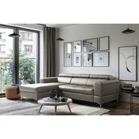 Ecksofa Torino Teilleder schlammfarben 173x247 - Schlammfarben/Schwarz, Design, Leder/Textil (173/247cm) - Livetastic