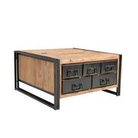 Couchtisch Naturfarben/Schwarz B: 90 cm - Schwarz/Naturfarben, Design, Holz/Metall (90/90/47cm) - MID.YOU