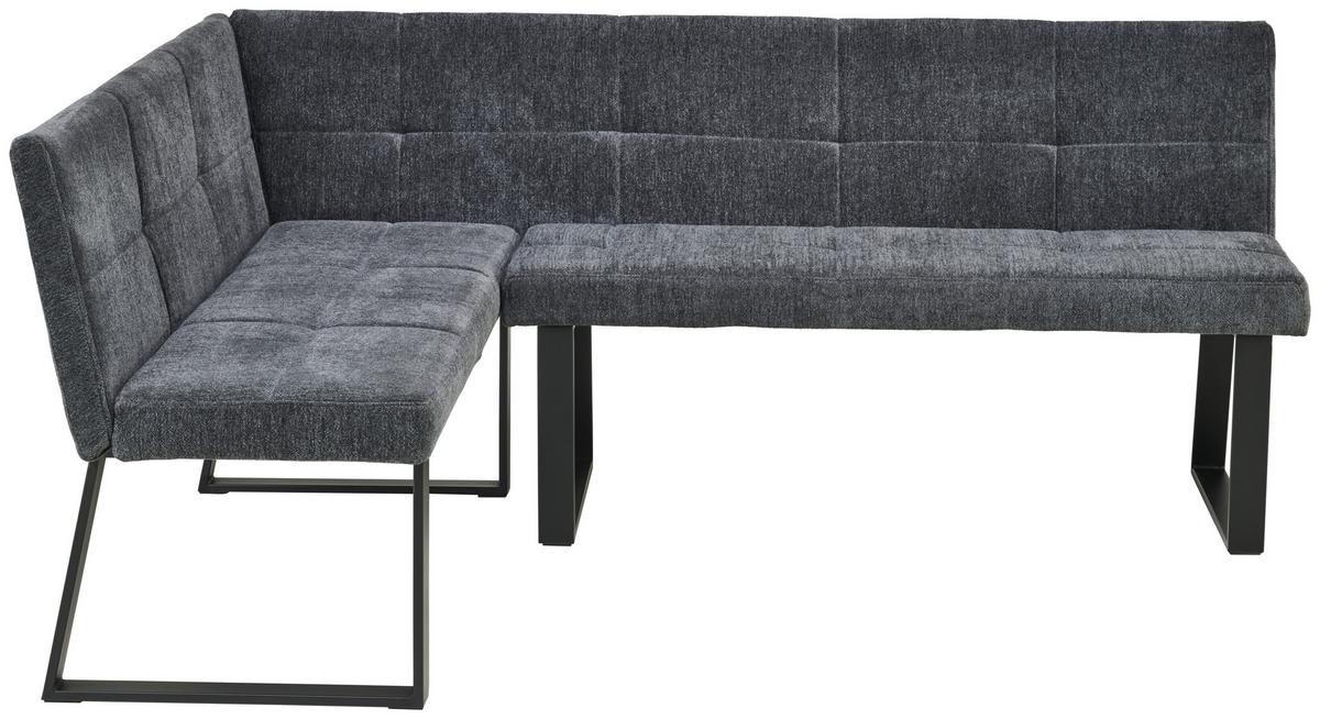 Eckbank Rico Dunkelgrau, Schenkel 152x191cm - Dunkelgrau/Schwarz, LIFESTYLE, Textil/Metall (152/191cm) - MID.YOU