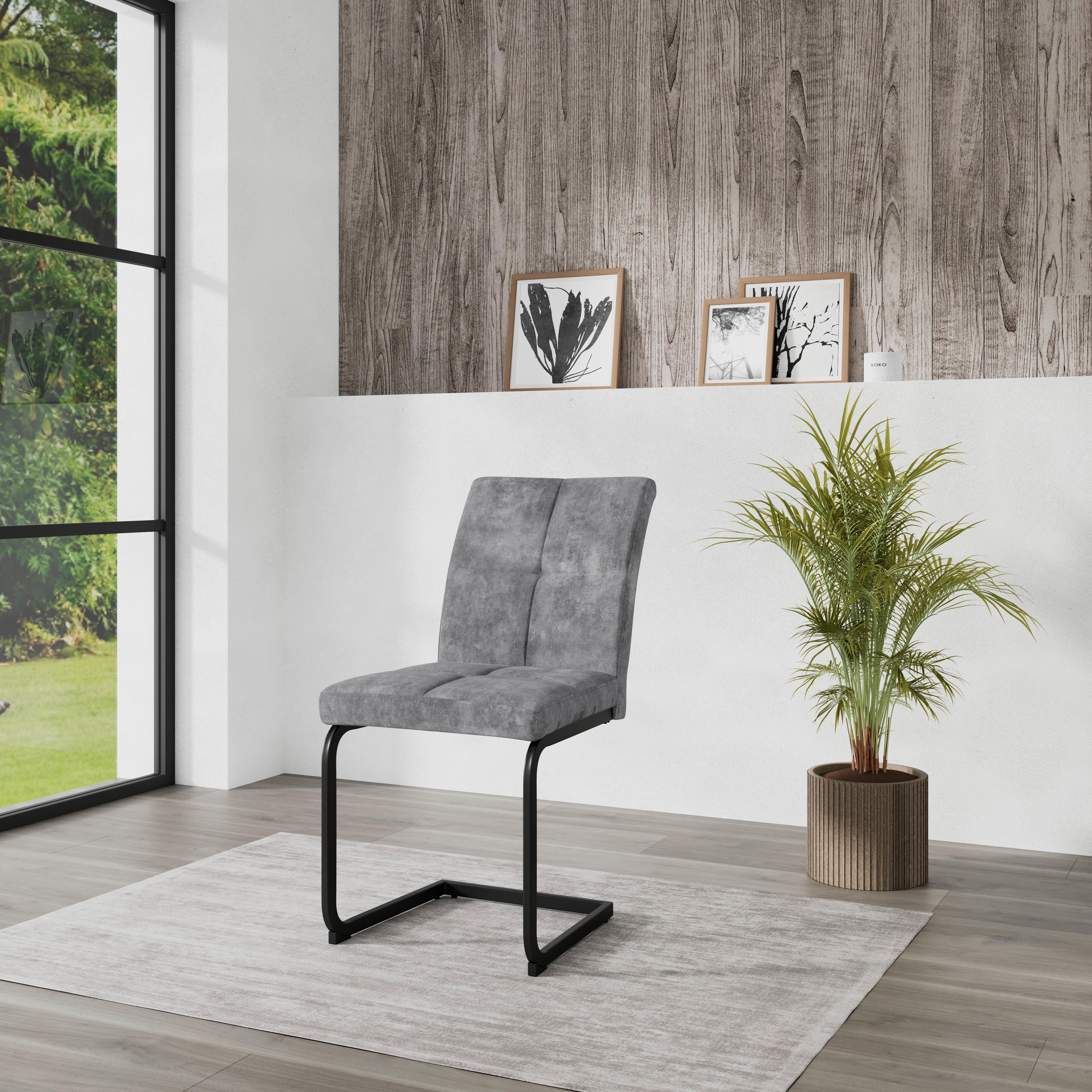 Schwingstuhl Milos Grau / Schwarz - Schwarz/Grau, MODERN, Textil/Metall (45/93/61cm)