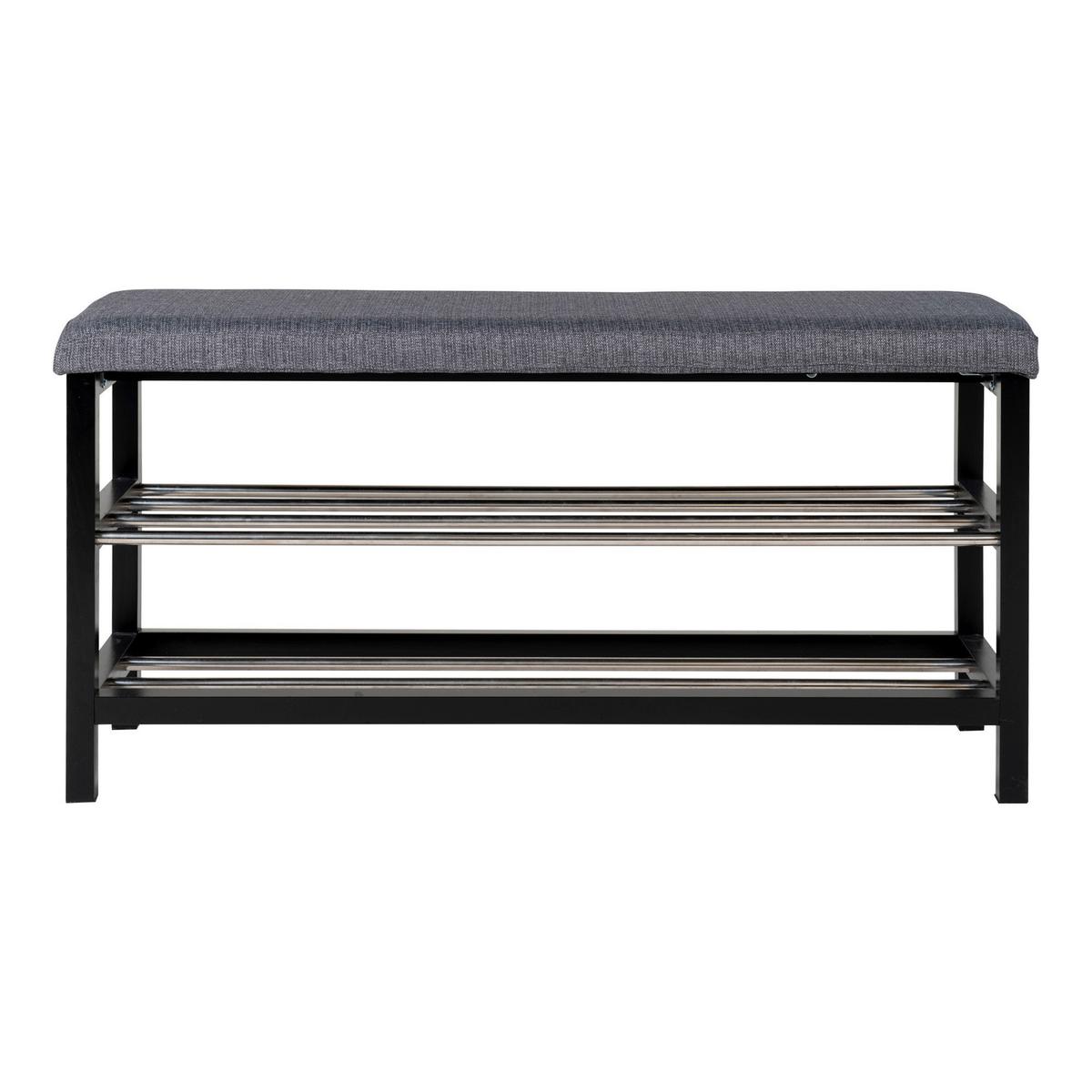 SCHUHBANK Padova, Schwarz B: 100 cm - Schwarz/Grau, Design, Holz/Textil (100/50/34cm) - MID.YOU