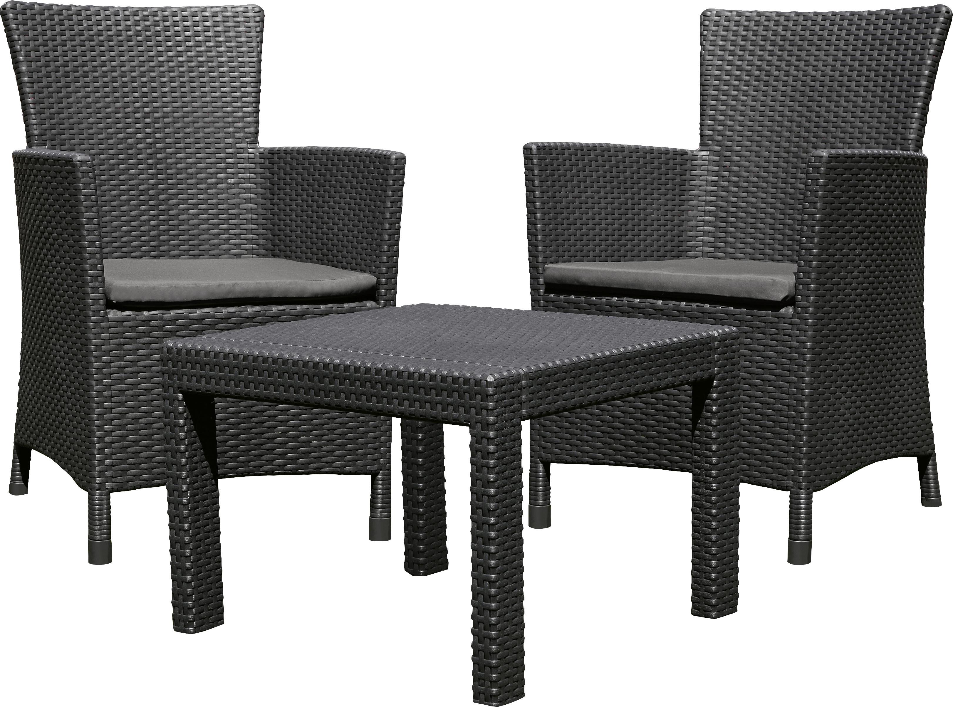 Balkonmöbel Set Rosario Aus Polyrattan Mit Kissen - Hellgrau/Graphitfarben, MODERN, Kunststoff - Keter