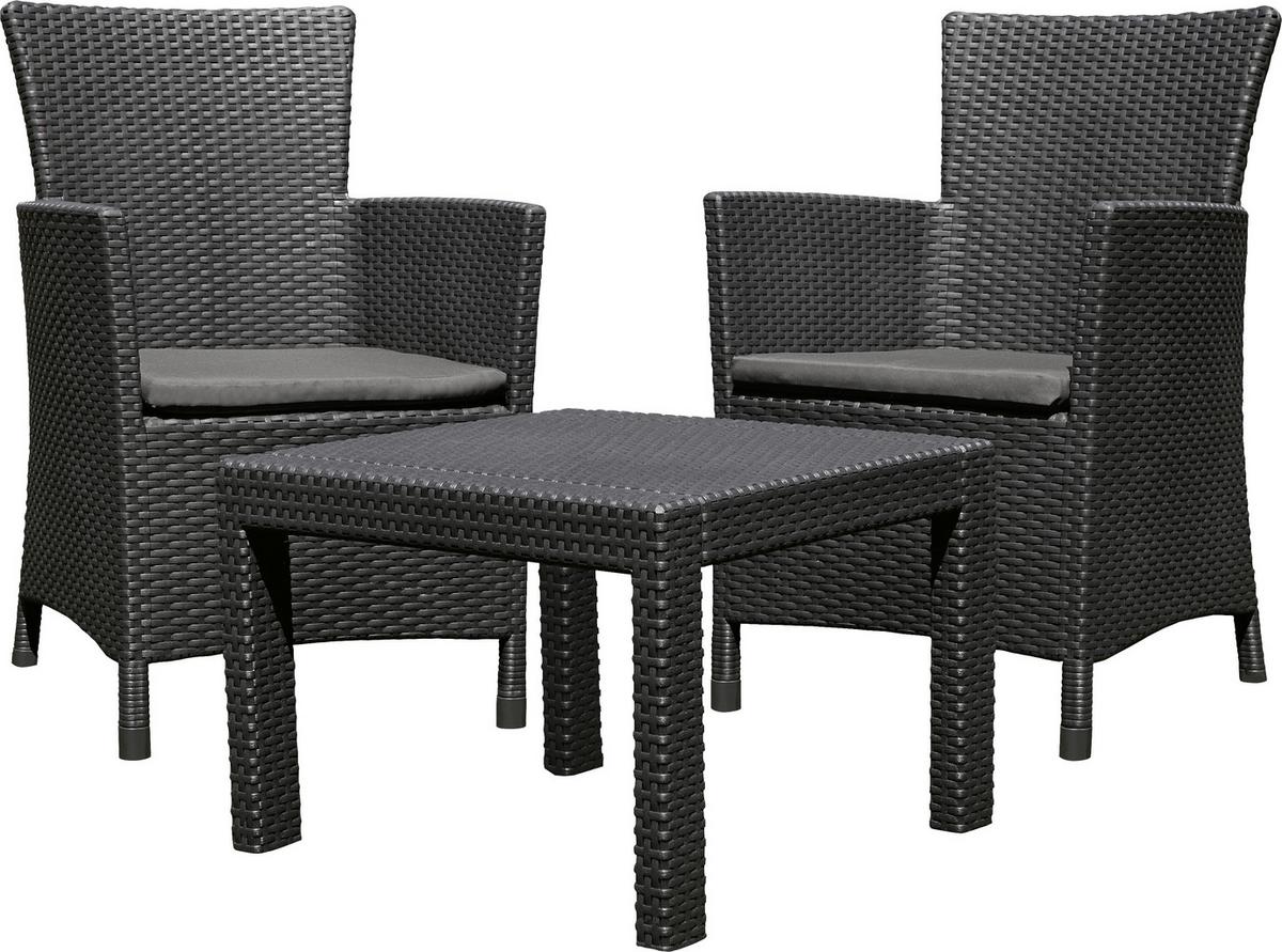 Balkonmöbel Set Rosario Aus Polyrattan Mit Kissen - Hellgrau/Graphitfarben, MODERN, Kunststoff - Keter