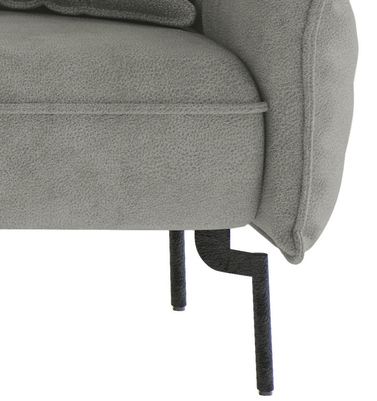 Ecksofa Jakarta - Edelstahlfarben/Grau, Design, Textil (185/265cm) - Livetastic