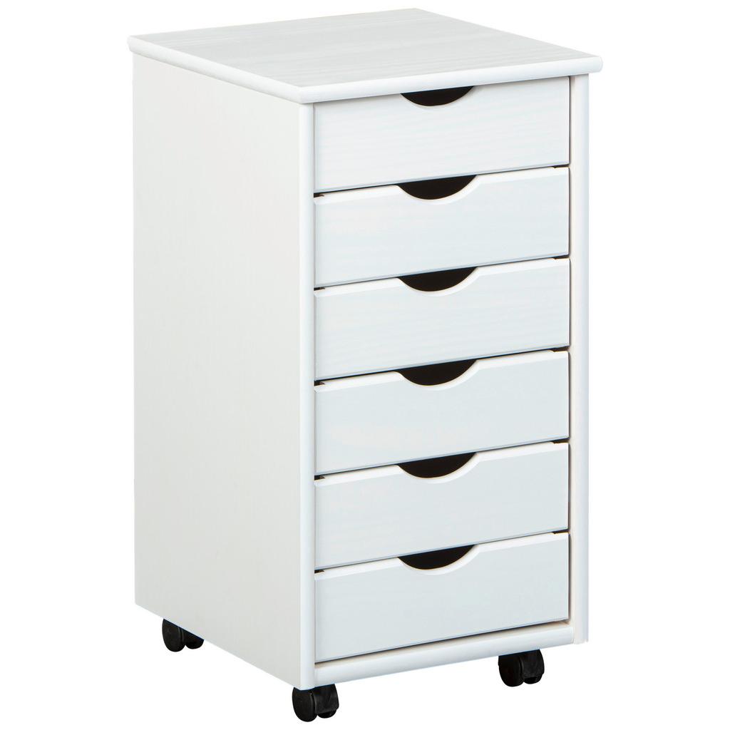 Rollcontainer Holz Massiv Weiß Simon 35x65x40 Cm