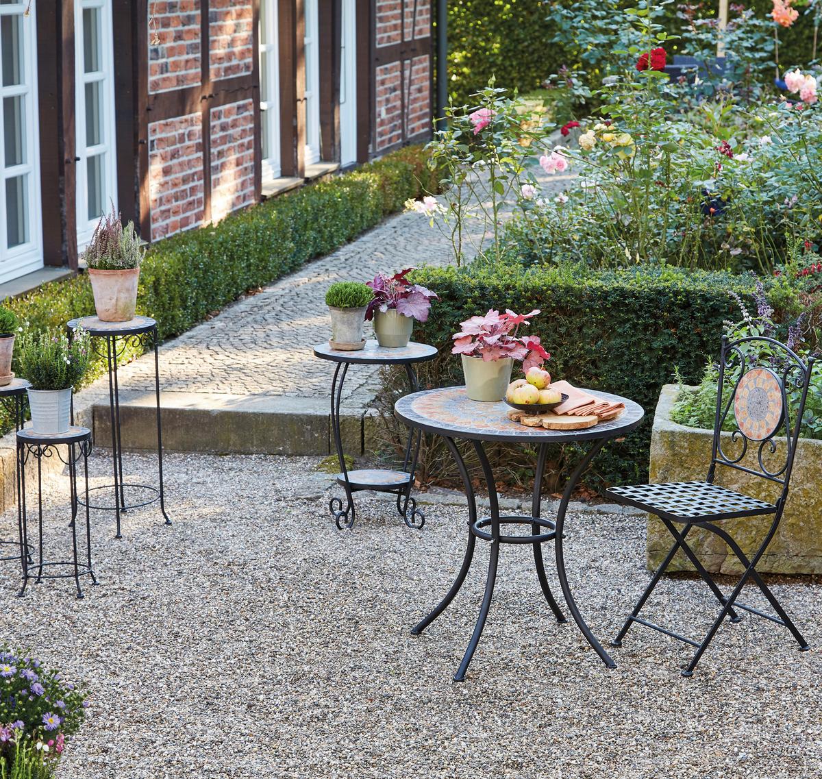 Gartensessel Klappbar Metall/keramik - Multicolor/Schwarz, MODERN, Keramik/Metall (39/88,5/49,5cm) - Siena Garden